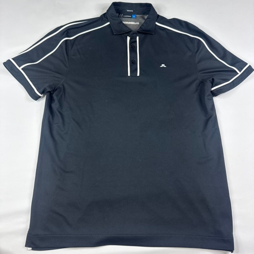 J.Lindeberg Seik Polo Shirt Mens XL Black Dobby Fieldsensor Golf Short Sleeve